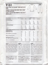 1990's Simplicity Unisex Button Up Shirt and Pants Pattern - Bust 30-46" - No. 9131