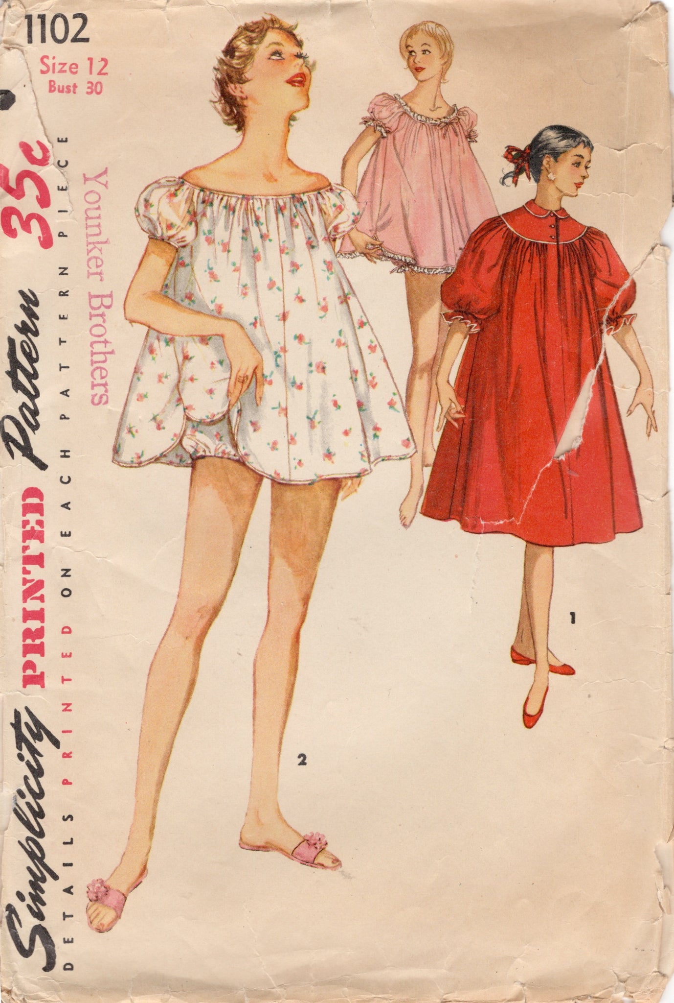 1950s Vintage Simplicity Pattern 3296 Baby Girls Slip & Undies Set