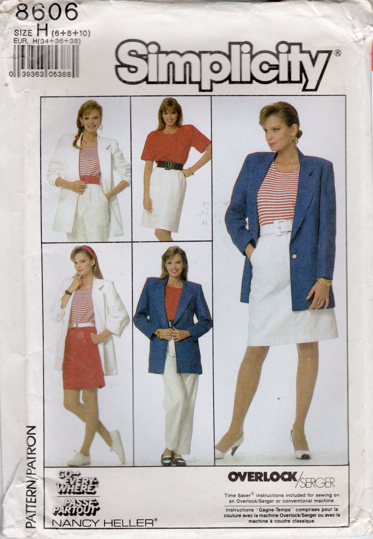 1980's Simplicity Jacket, Shirt, Skirt, Pants or Shorts Pattern - Bust 30.5-32.5" - No. 8606