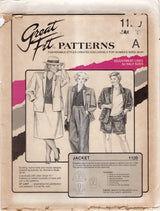 1980's Great Fit Single Breasted Jacket pattern - Bust 42-52" - No. 1120