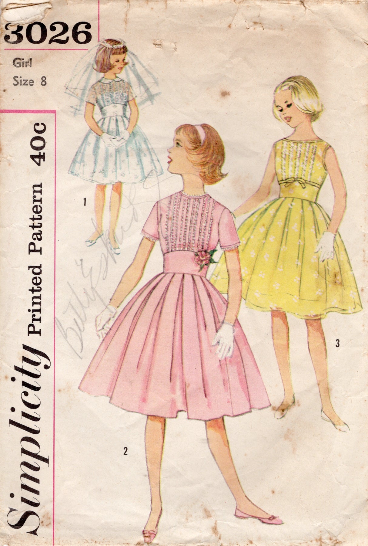 1950's Simplicity Child's Dress Pattern with Fitted Waist - Chest 26" - No. 3026