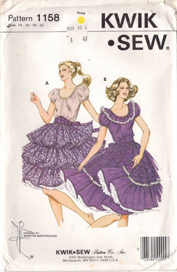 1980's Kwik Sew Square Dance Dress - Bust 38.5 - 43