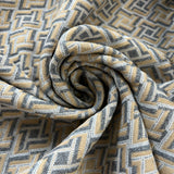 1960’s Yellow and Grey Diamond Print Polyester Double Knit Fabric - BTY