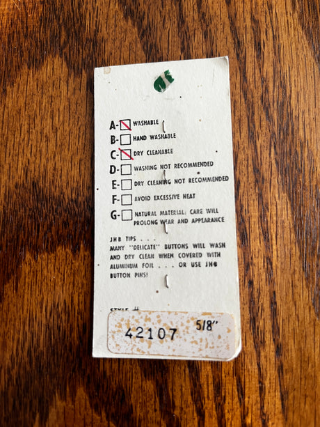 1980’s JHB Imports Dark Green Marbled Plastic Button - Set of 4 - 5/8" - on card
