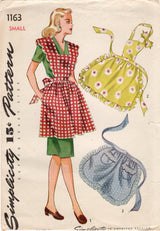 1940's Simplicity Full Apron with Scallop Straps and Pocket Pattern - Bust 32-34" - No. 1163