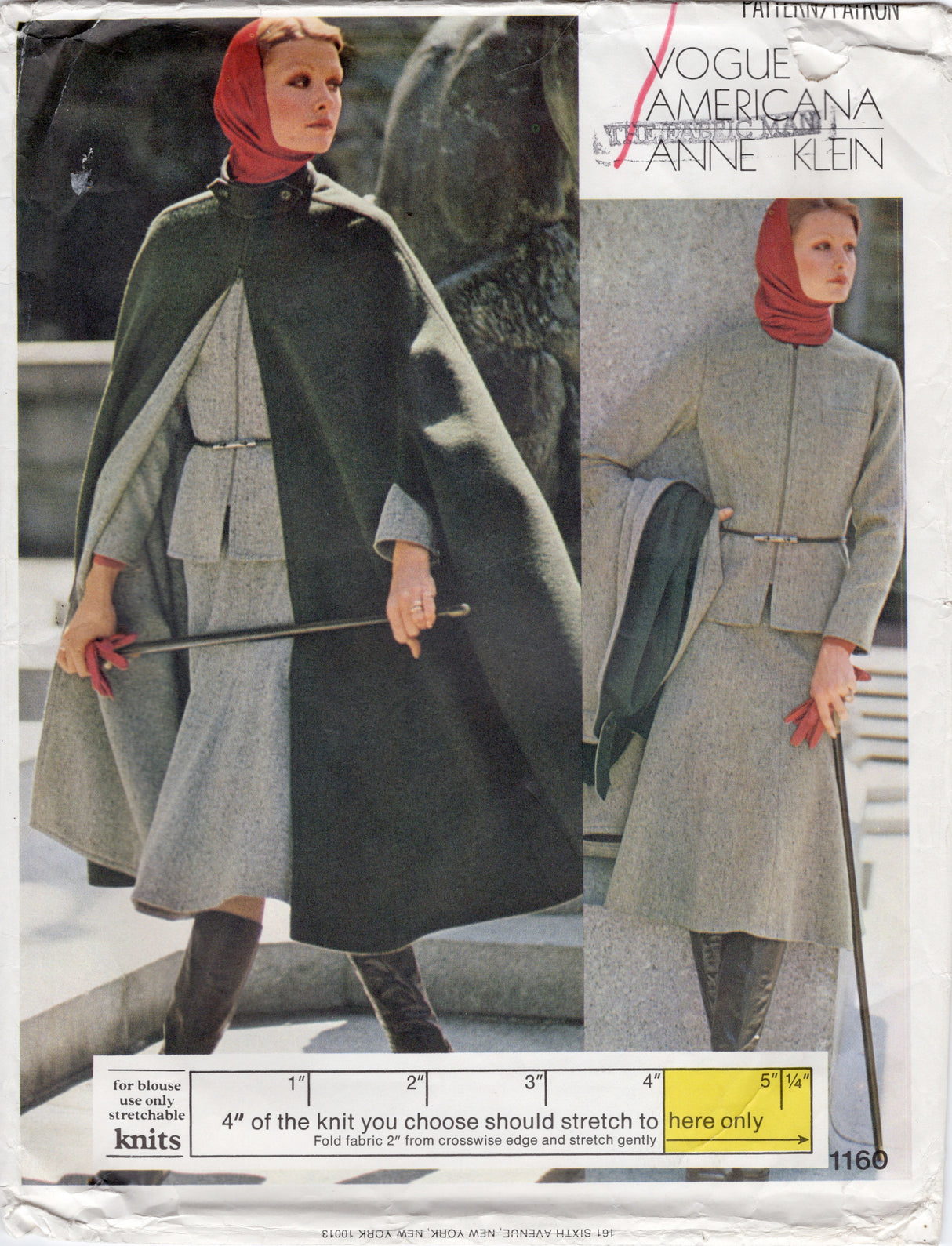 1970's Vogue Americana Blouse, Skirt, Pants, Jacket and Cape Pattern - Bust 34" - no. 1160