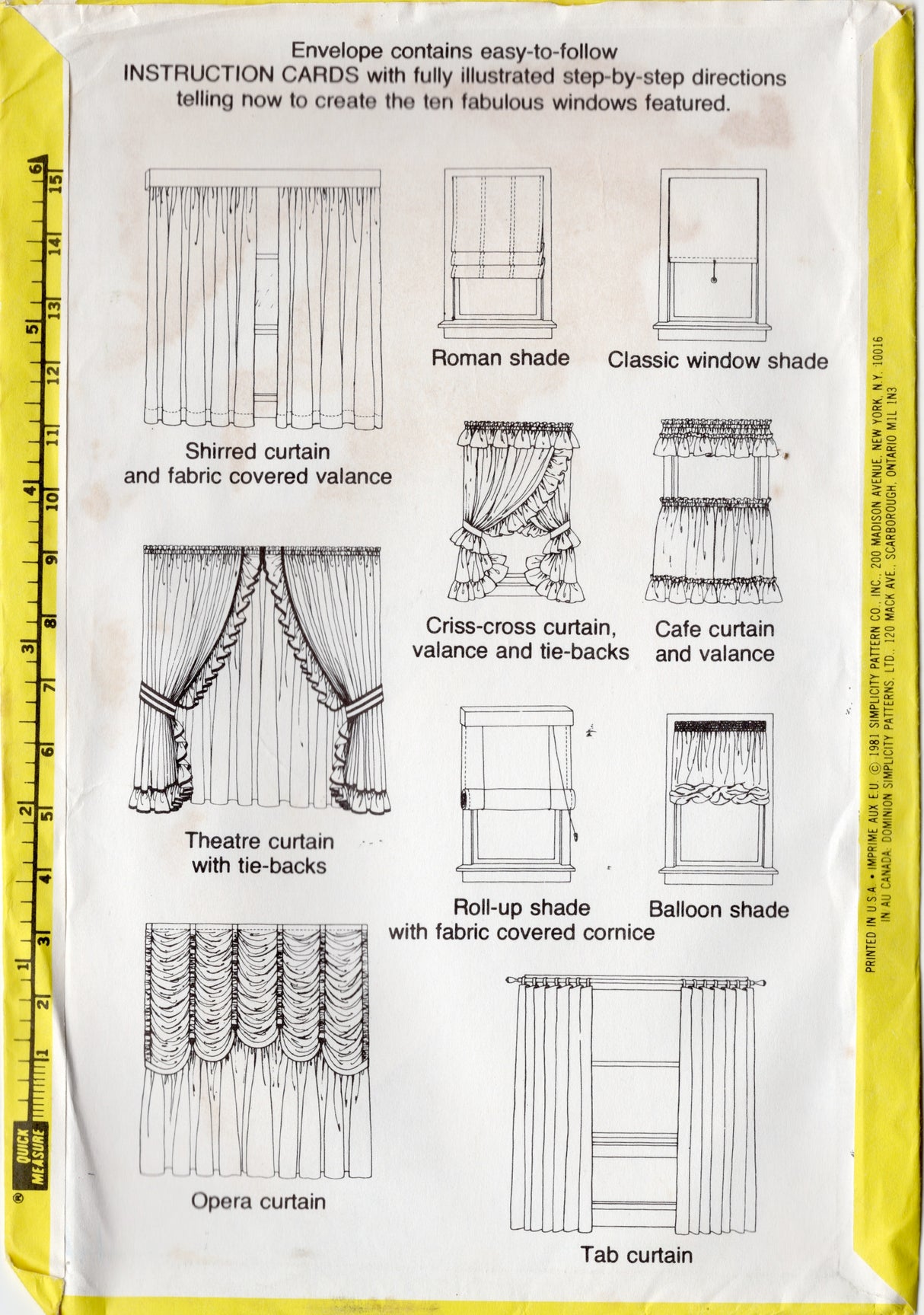 1980’s Simplicity House Curtains and Window Coverings Cards - No. 118
