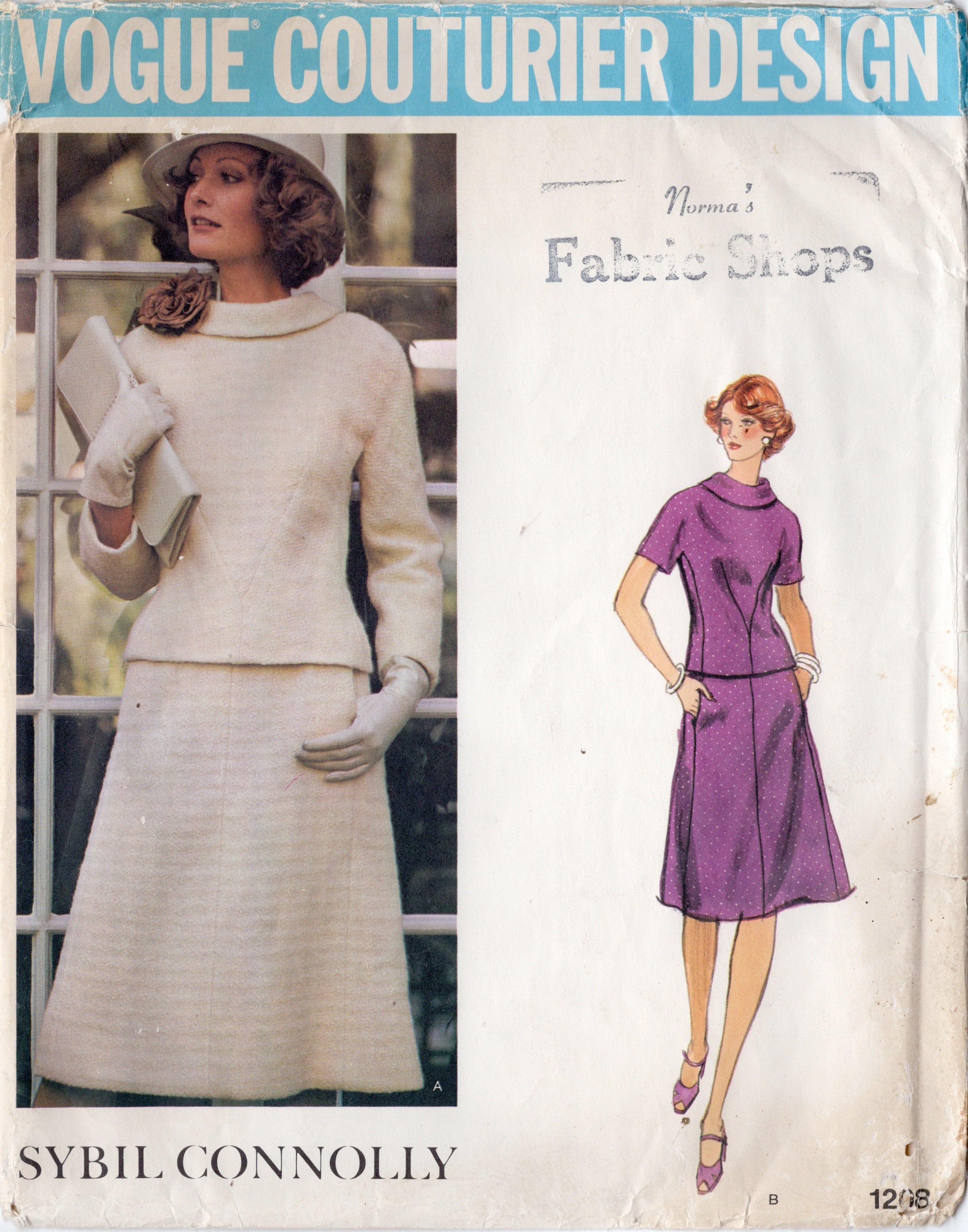 1970\'s Vogue Couturier Design A-li Backroom with and V Top and – dart Collar Finds Bias