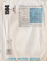1970's Vogue American Designer Back Wrap Dress pattern - Belinda Bellville - Bust 34" - No. 1584