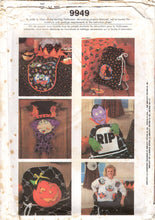 1990's Simplicity and Wamsutta Witch, Dracula, Pumpkin, Ghost, Cauldron, and Spider Web Crafts pattern - No. 9949