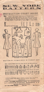 1930's New York Triple Button Day Dress with Gathered Bust and Pockets - Bust 30" - No. 1284