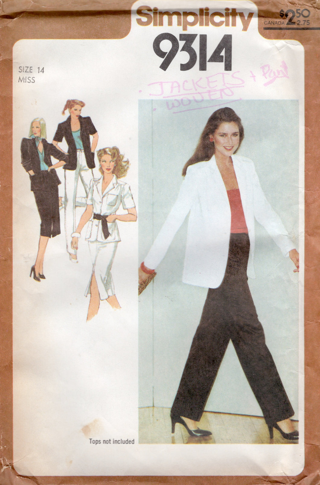 1970's Simplicity Unlined Jacket, Pants and Skirts - Bust 36