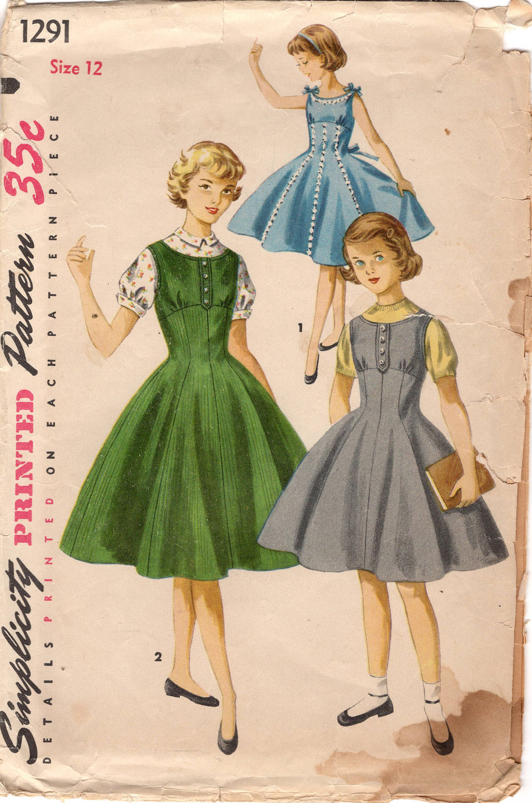 1950's Simplicity Child's One Piece Dress with Empire style waist and Blouse pattern - Chest 30