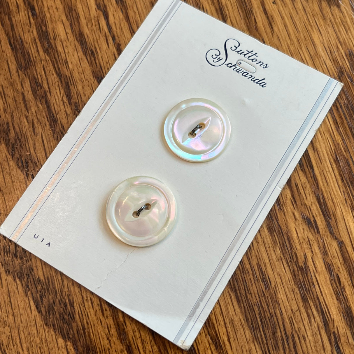 1960’s Buttons by Schwanda Pearl Buttons - Opalescent - Set of 2 - 3/4” -  on card