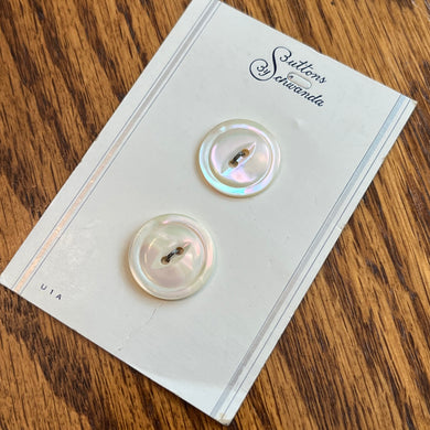 1960’s Buttons by Schwanda Pearl Buttons - Opalescent - Set of 2 - 3/4” -  on card