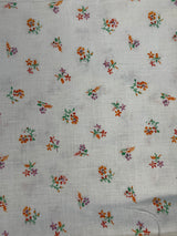 1980’s White with Tiny Purple and Orange Florals Cotton Fabric - (P205)