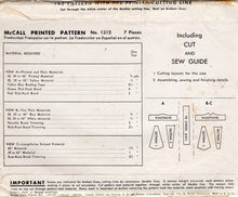 1940’s McCall Half Apron Pattern in Three Styles - One Size - No. 1312