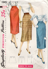 1950’s Simplicity Slim skirt with Arrow Darts - Waist 30" - No. 1345