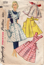 1950's Simplicity Full or Half Apron with Ruffle optional - Bust 34-36" - No. 1358