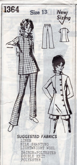 1970's Mail Order Coat Dress and Pants Pattern - Bust 35" - No. 1364