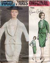 1960's Vogue Paris Original - Pierre Cardin -Suit & Blouse - UC/FF - Bust 31" - No. 1365