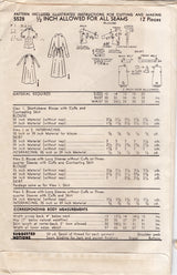 1950's Advance Single Button Blouse and Gathered Skirt with Pockets Pattern - Bust 32" - No. 5528