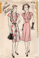 1940's Advance One-Piece Fitted Waist Dress Pattern - Bust 34" - No. 4138