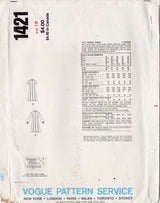 1970's Vogue Paris Original Princess Line Dress Pattern with Bussy Bow  - Bust 40" - No. 1421