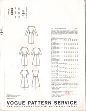 1960's Vogue Basic Fit and Flare or Sheath Shirtwaist Dress Pattern - Bust 36" - No. 1424