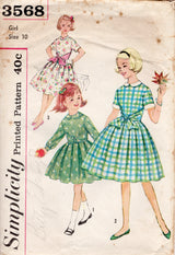 1960's Simplicity Child's Dress Pattern with Bow Detail, Detachable Collar and Cuffs - Chest 28" - No. 3568