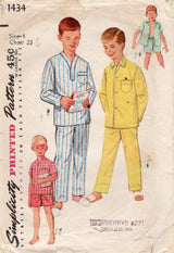 1950's Simplicity Child's Two Piece Pajama Pattern - Chest 23" - No. 1434