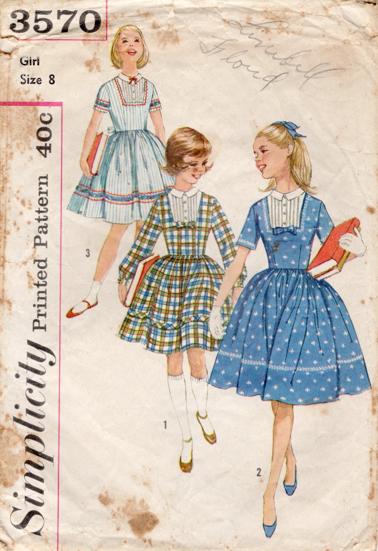 1960's Simplicity Child's Fit and Flare Dress with Tucked Yoke Pattern - Chest 26" - No. 3570