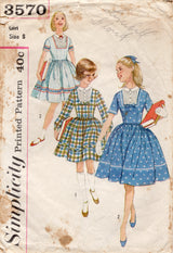 1960's Simplicity Child's Fit and Flare Dress with Tucked Yoke Pattern - Chest 26" - No. 3570