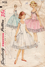1950's Simplicity Child's Slip pattern in Two Lengths - Chest 28" - No. 1438