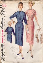 1950's Simplicity Sheath Dress Pattern with Button On Bolero Jacket detail - Bust 29" - No. 1456