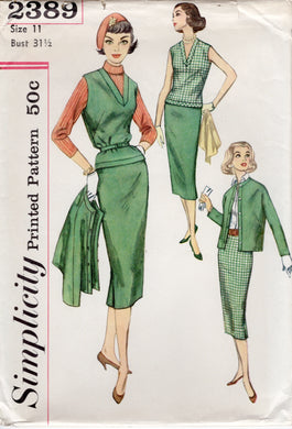 1950's Simplicity Two Piece Dress and Jacket Pattern - Bust 31.5