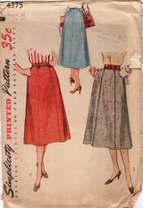 1950's Simplicity A-line skirt - Waist 26" - No. 4375