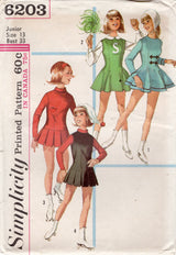 1960's Simplicity Ice Skating or Cheerleading Outfit or Costume Pattern - Bust 33" - No. 6203