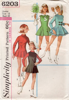 1960's Simplicity Ice Skating or Cheerleading Outfit or Costume Pattern - Bust 33