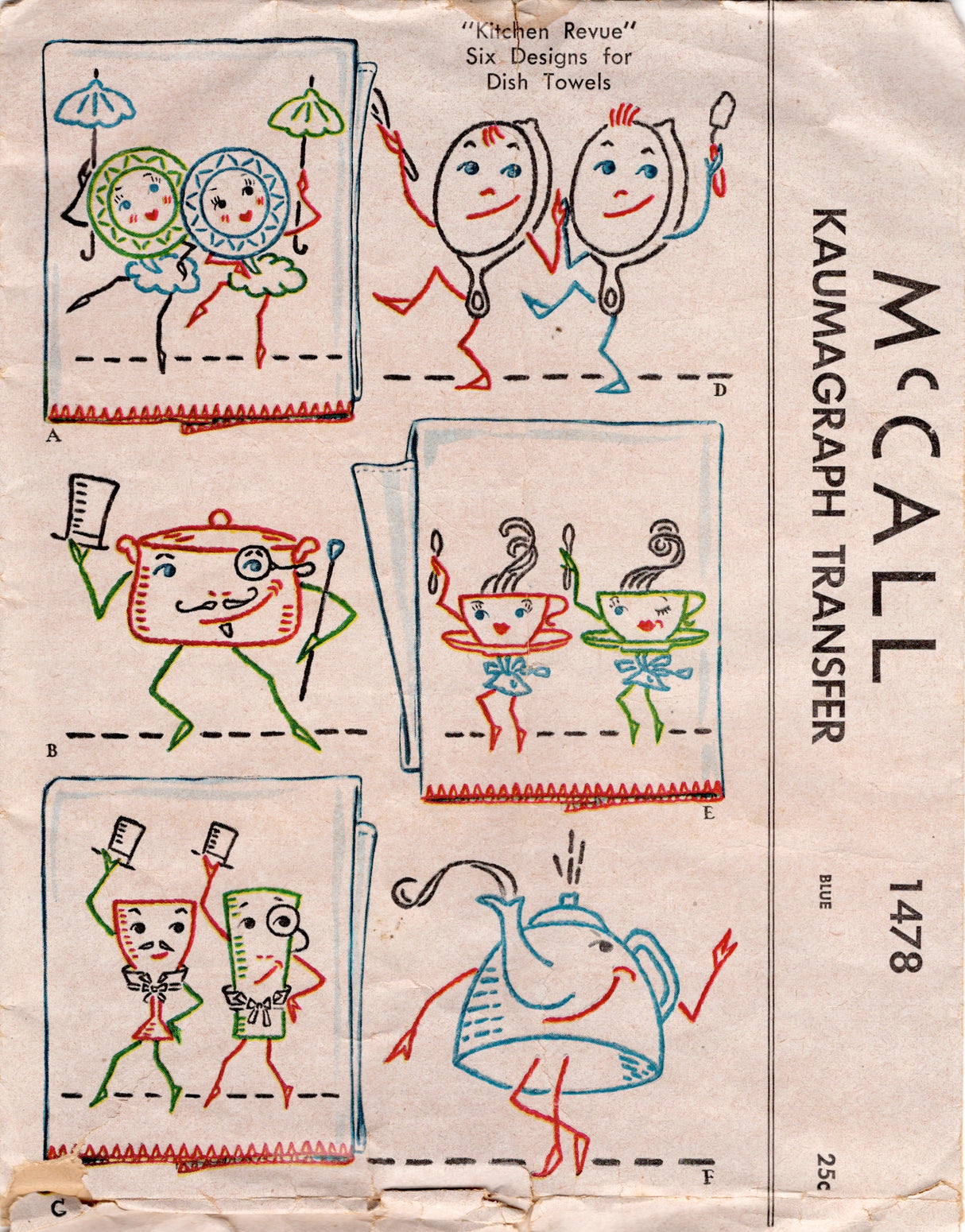 1940’s McCall “Kitchen Revue” Embroidery Transfer Pattern - No. 1478
