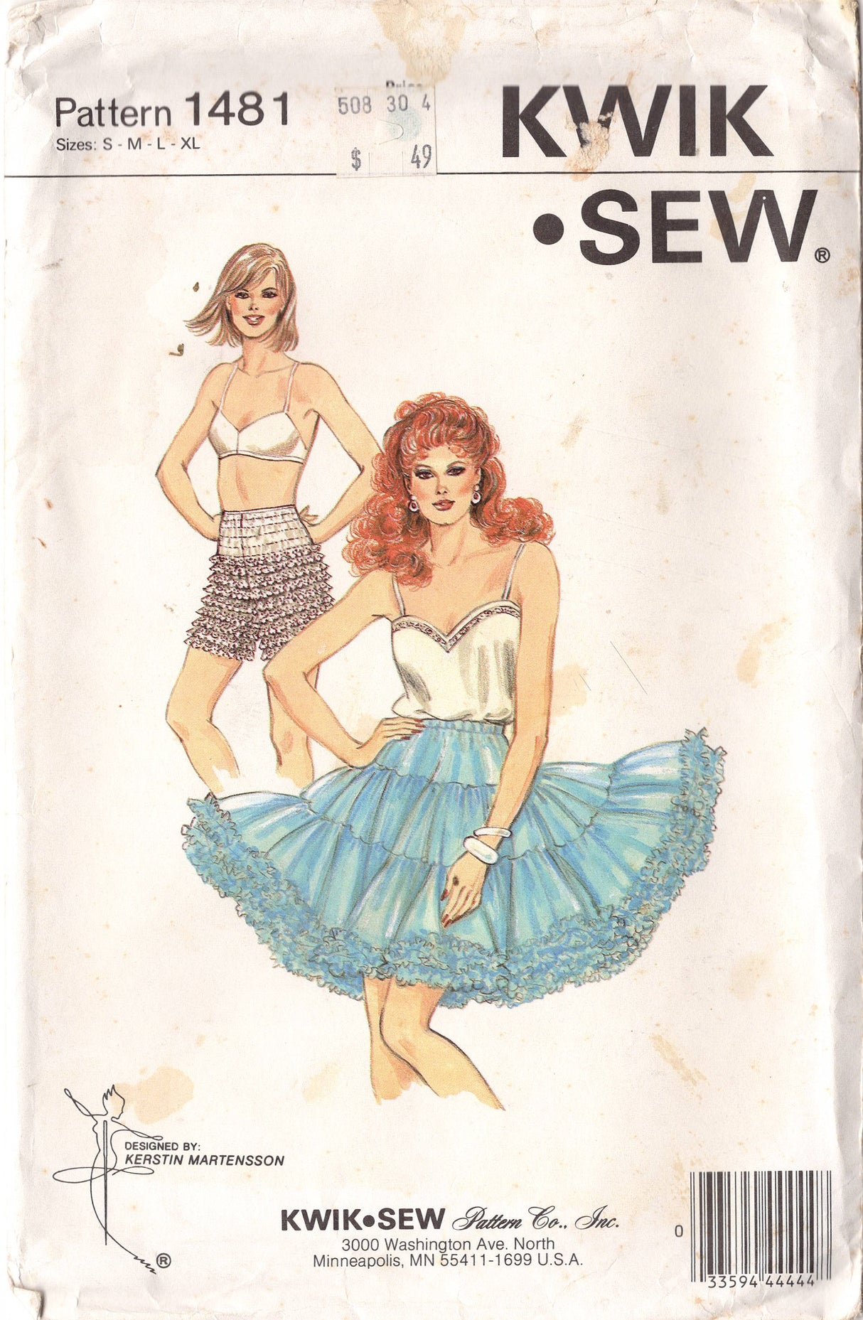 1980's Kwik Sew Square Dance Petticoat and Panties Pattern - Sizes S-XL  - Waist 25.5-36.5"- No. 1481