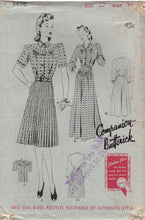 1940's Butterick One or Two Piece Dress and Two Piece Pajamas Pattern with wide leg pants - Bust 38" - No. 1498