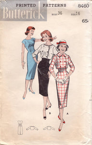 1950’s Butterick Sheath Dress and Crop Double Breasted Jacket Pattern - Bust 36” - No. 8460