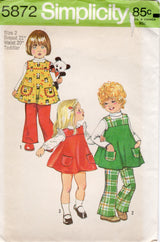 1970's Simplicity Child's Jumper Dress and Bell-Bottom Pants pattern - Chest 21" - No. 5872