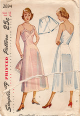 1940’s Simplicity Maternity Back Wrap Slip ad Panties Pattern - Bust 36” - No. 2694