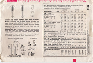 1960's Simplicity Sheath Dress Pattern with Rolled Collar and Two Dickies - Bust 30.5" - No. 5820