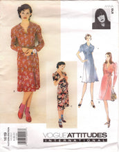 1990's Vogue Attitudes International Empire or Wrap Front Dress Pattern - ANNA SUI - Bust 31.5-32.5-34" - No. 1619