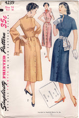 1950's Simplicity One Piece Button up Dress and Stole pattern - Bust 32" - UC/FF - No. 4239