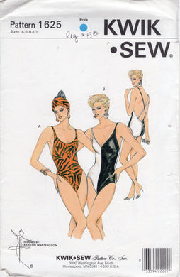 1980's Kwik Sew One Piece Deep Back Swimsuit Pattern - Bust 31.5-35.5