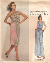 1970's Vogue Paris Original One Piece Dress with Tie Waist - Christian Dior - Bust 34" - UC/FF - No. 1648